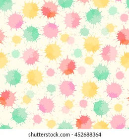 Colored ink spots. Seamless vector background.