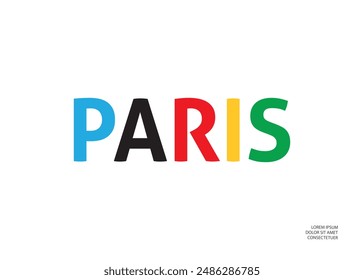 Colored inscription "PARIS". Vector graphics