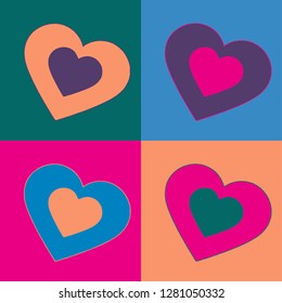 Colored inside into hearts set illustration vector print