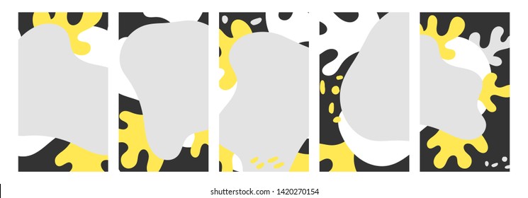 Colored intersecting spots. Design templates for social media stories. Vector set of abstract backgrounds with copy space for text or photo frames.