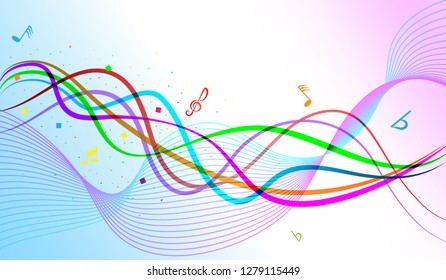 Colored intertwining lines, abstract music background