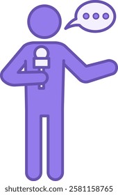 Colored Interviewer Icon. Vector Icon. Information Collection Through Survey and Questionnaire. Journalist with Microphone. Journalism Concept