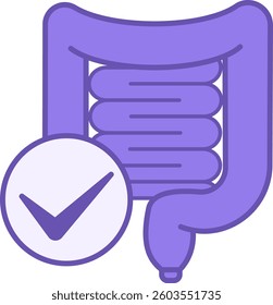 Colored Intestine Icon. Vector Illustration. Human Organ. Healthy Lifestyle. Nutrition Concept