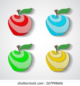 Colored isolated apples for your design. Vector illustration. 10 EPS