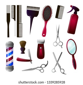 Colored and isolated barber big icon set