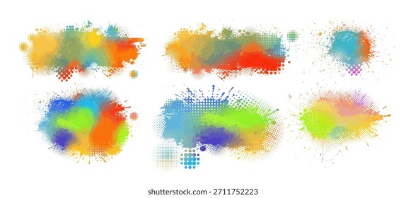 farbige, einzelne Flecken auf weißem Hintergrund. Handgezeichnet. Nicht AI, Vektorgrafik