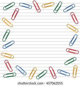 Colored isolated clips on lined background.