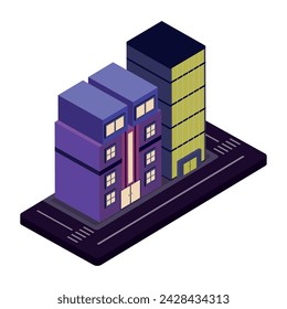 Colored isometric building icon Vector illustration