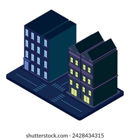 Colored isometric building icon Vector illustration