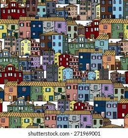 colored Italian houses pattern in vector