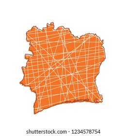 colored ivory coast map
