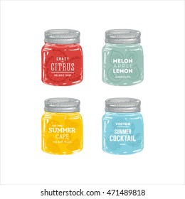 Colored jars.  Summer design templates. Vector illustration