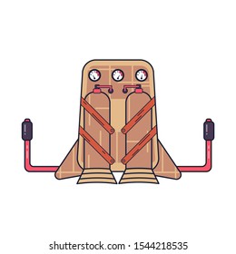 Colored jetpack drawn in flat style isolated on a white background
