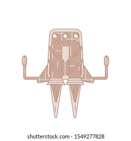 Colored jetpack drawn in flat style isolated on a white background with fire escaping from its pipes.
