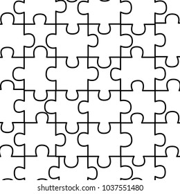 colored jigsaw puzzle pieces background vector illustration outline design