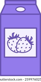 Colored Juice Icon. Vector Illustration. Strawberry Juice in Cardboard Packaging. Drink, Food. Grocery Concept