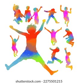 Colored jumping people. Vector illustration