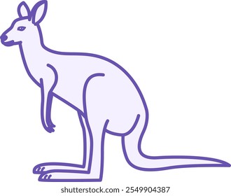 Icono de canguro coloreado. Ilustración vectorial. Mamífero marsupial, divertido canguro con cola masiva, poderosas patas traseras y Pequeñas patas delanteras. Concepto animal