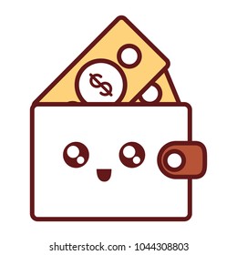 colored kawaii wallet  vector  illustration