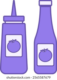 Colored Ketchup Icon. Vector Illustration. Tomato Sauce. Seasoning for Meat Dishes. Tasty Food. Fast Food Concept