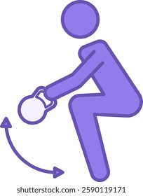 Colored Kettlebell Exercise Icon. Vector Illustration. Athlete Lifting Kettlebell. Strength Training. Gym and Sports Concept