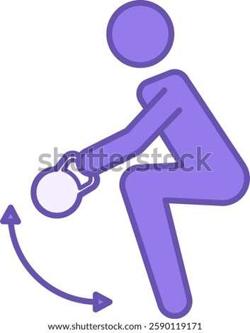 Colored Kettlebell Exercise Icon. Vector Illustration. Athlete Lifting Kettlebell. Strength Training. Gym and Sports Concept
