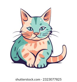 Colored kitten sitting over white