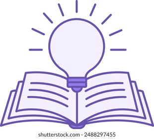 Colored Knowledge Icon. Vector Icon of Opened Book and Light Bulb. Studying Subjects at School. Education Concept