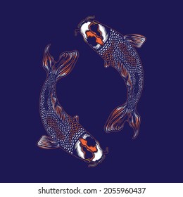colored koi fish artwork illustration 