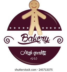 a colored label with a happy cookie and text