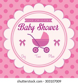 Colored label on a textured background for baby showers. Vector illustration