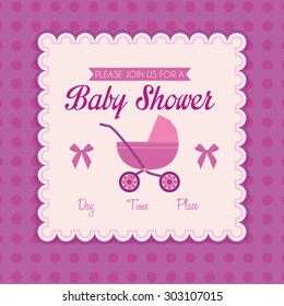 Colored label on a textured background for baby showers. Vector illustration
