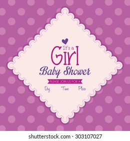 Colored label on a textured background for baby showers. Vector illustration