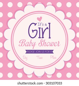 Colored label on a textured background for baby showers. Vector illustration