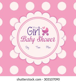 Colored label on a textured background for baby showers. Vector illustration