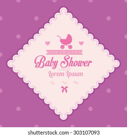 Colored label on a textured background for baby showers. Vector illustration