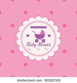 Colored label on a textured background for baby showers. Vector illustration