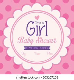 Colored label on a textured background for baby showers. Vector illustration