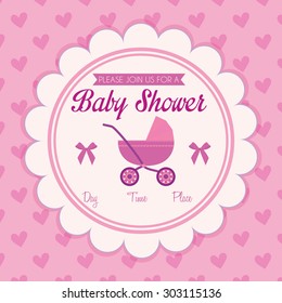 Colored label on a textured background for baby showers. Vector illustration
