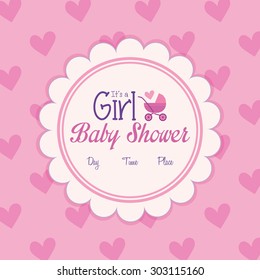 Colored label on a textured background for baby showers. Vector illustration