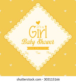 Colored label on a textured background for baby showers. Vector illustration
