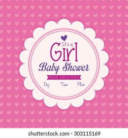Colored label on a textured background for baby showers. Vector illustration
