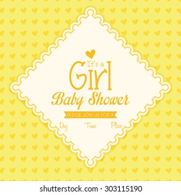 Colored label on a textured background for baby showers. Vector illustration