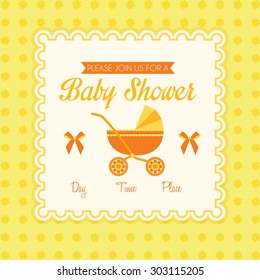 Colored label on a textured background for baby showers. Vector illustration