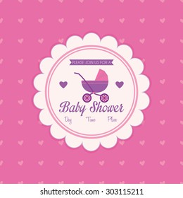 Colored label on a textured background for baby showers. Vector illustration