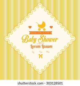 Colored label on a textured background for baby showers. Vector illustration
