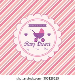 Colored label on a textured background for baby showers. Vector illustration