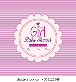 Colored label on a textured background for baby showers. Vector illustration