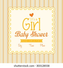 Colored label on a textured background for baby showers. Vector illustration