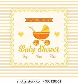 Colored label on a textured background for baby showers. Vector illustration